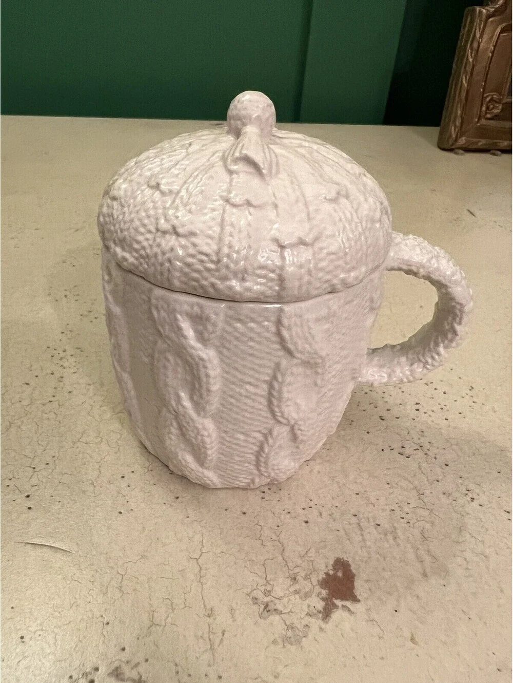New Anthropologie Cable Knit Sweater Mug with Lid